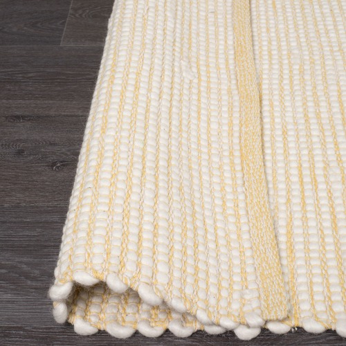 Yellow & White Felted Wool Scandi Rug