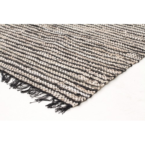 Network Bondi Leather and Jute Nude Black White Rug & Reviews Temple