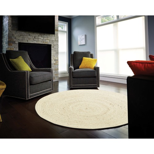 Round Jute Natural Rug Bleached