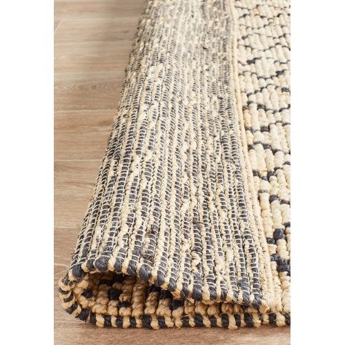 Safavid Natural & Black Woven Jute Rug