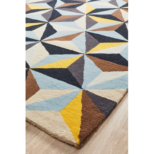 Network Rugs Crystal Designer Wool Blue Rug | Temple & Webster