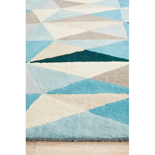 Gem Stone Designer Wool Blue Rug