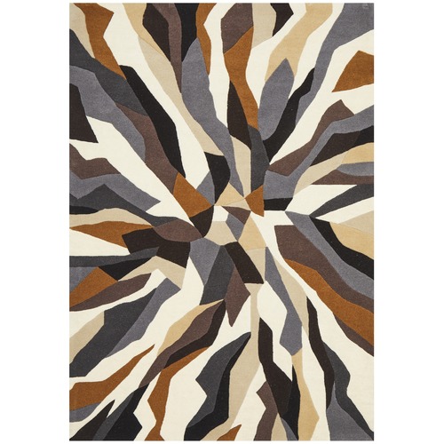 Crossroads Designer Wool Brown White Grey Rug