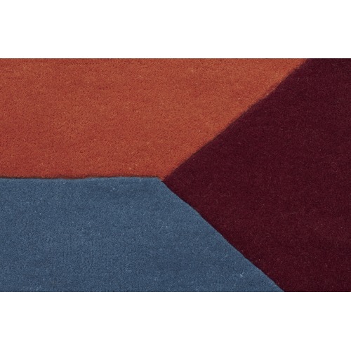 Sandy Designer Wool Rust Blue Navy Rug
