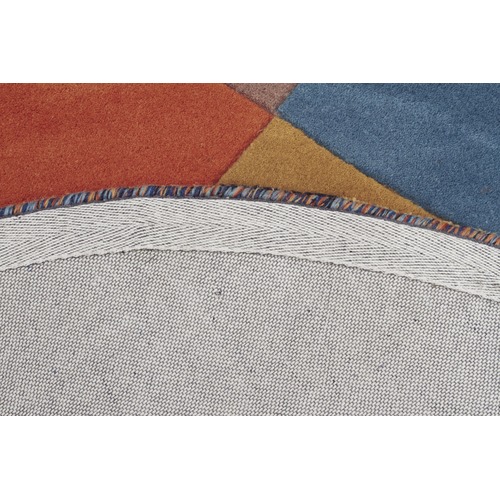 Sandy Designer Wool Rust Blue Navy Rug
