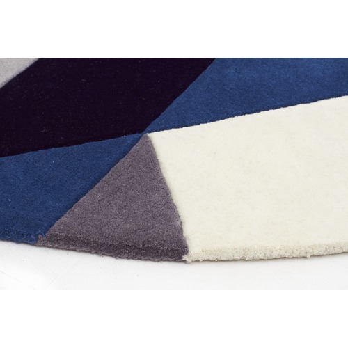 Digital Designer Wool Blue Grey White Rug