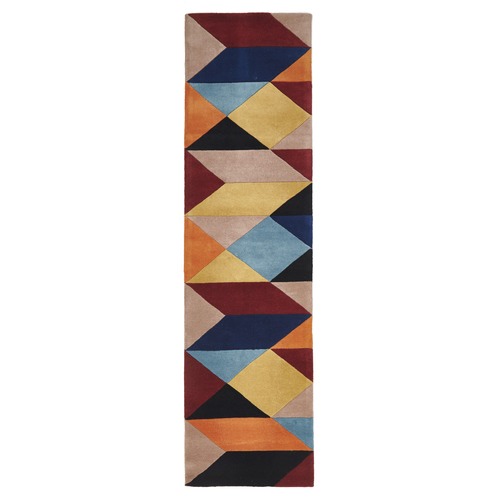 Sandy Designer Wool Rust Blue Navy Rug