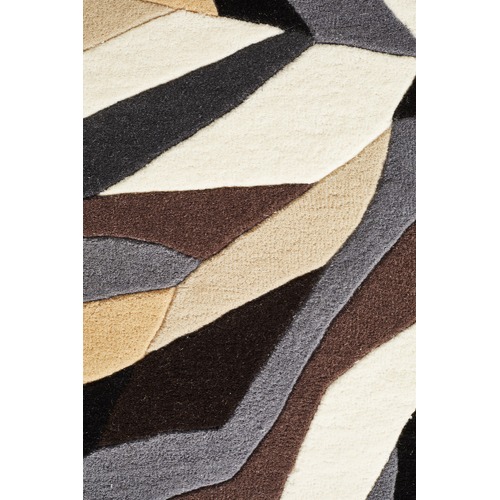Crossroads Designer Wool Brown White Grey Rug