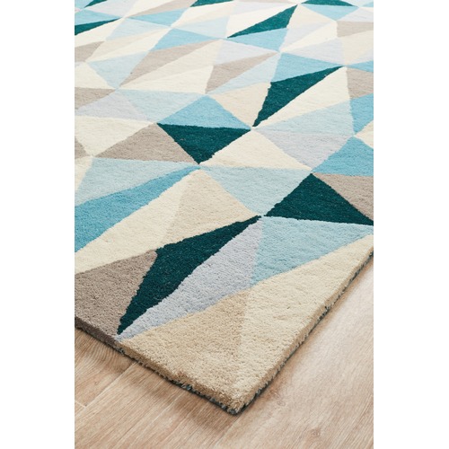 Gem Stone Designer Wool Blue Rug