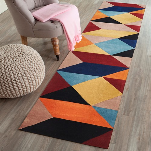 Network Sandy Designer Wool Rust Blue Navy Rug & Reviews Temple & ster