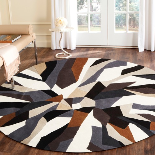 Crossroads Designer Wool Brown White Grey Rug