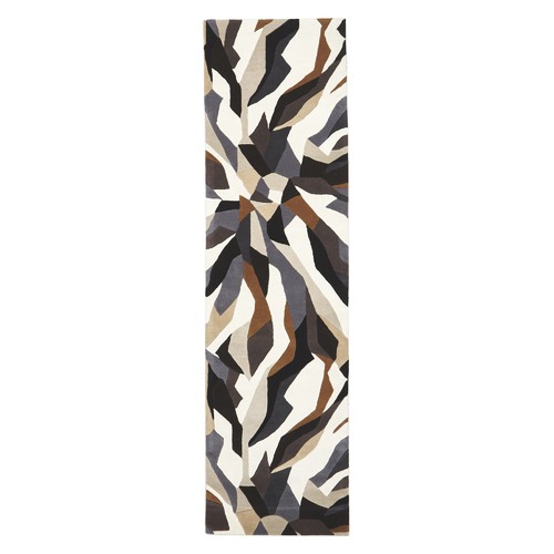 Crossroads Designer Wool Brown White Grey Rug