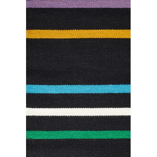 Oslo Stripe Flat Weave Wool Rug Multi Black