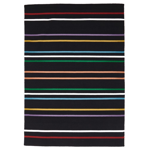 Oslo Stripe Flat Weave Wool Rug Multi Black