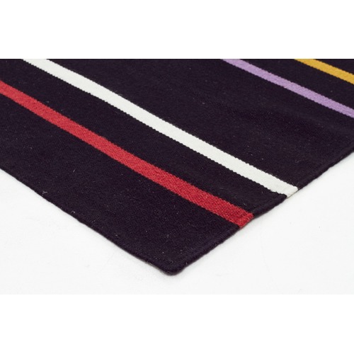 Oslo Stripe Flat Weave Wool Rug Multi Black