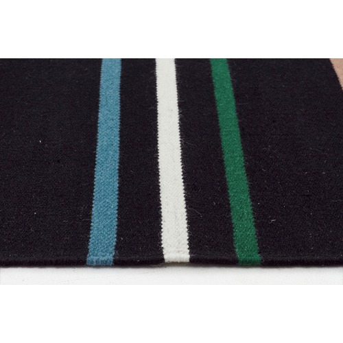Oslo Stripe Flat Weave Wool Rug Multi Black