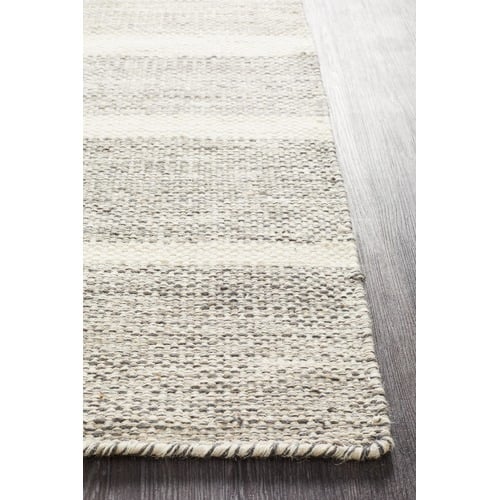 Meli Grey 100 Pure Wool Scandinavian Style Flatweave Rug