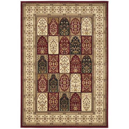 Burgundy with Ivory Traditional Panel Rug