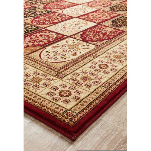 Burgundy with Ivory Traditional Panel Rug