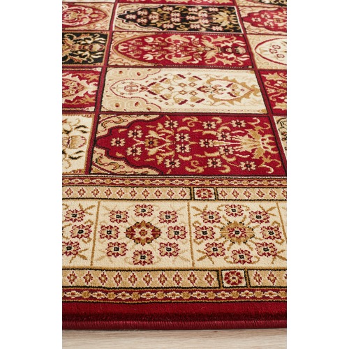 Burgundy with Ivory Traditional Panel Rug