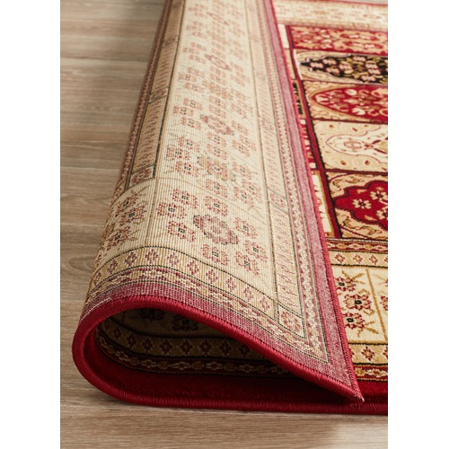 Burgundy with Ivory Traditional Panel Rug
