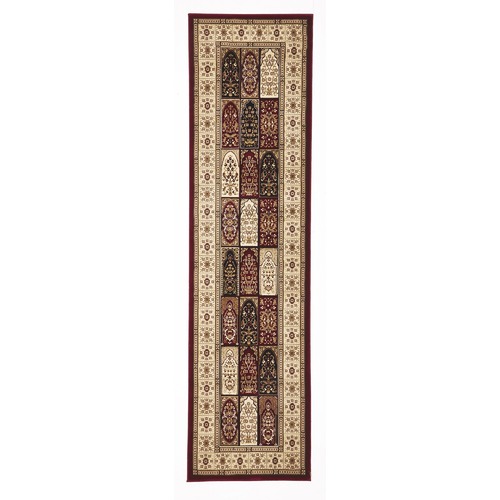 Burgundy with Ivory Traditional Panel Rug