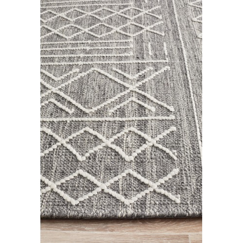 White Textured Ines Wool Rug Temple, Textured Wool Rug