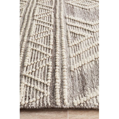 Network Rugs Grey Textured Alva Wool Rug | Temple & Webster