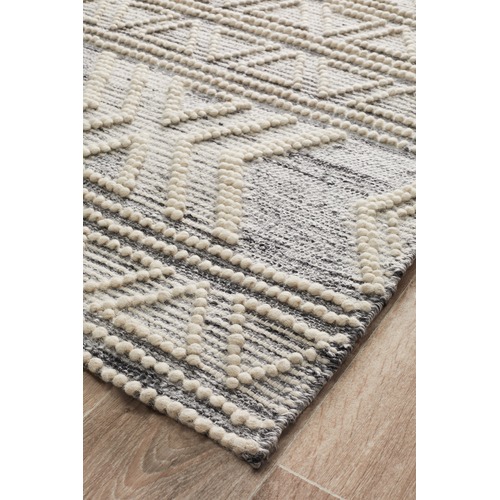 Network Rugs Natural White & Grey Textured Alva Wool Rug | Temple & Webster