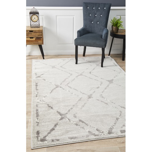 Silver & Grey Diamond Rug