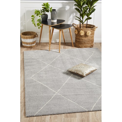Silver Grey & Ivory Super Soft Moroccan Look Rug