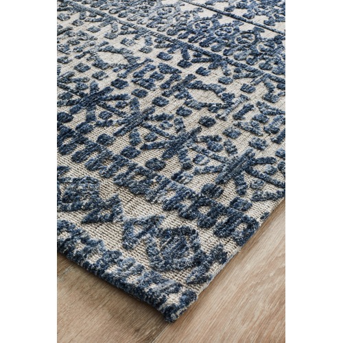 Charcoal Navy & Natural Distressed Exotic Rug