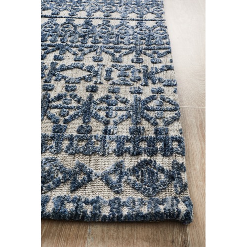 Charcoal Navy & Natural Distressed Exotic Rug