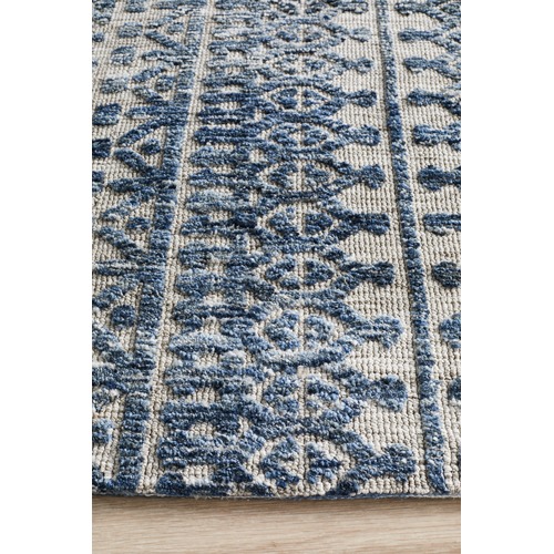 Charcoal Navy & Natural Distressed Exotic Rug