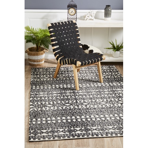 Ivory & Charcoal Distressed Exotic Rug
