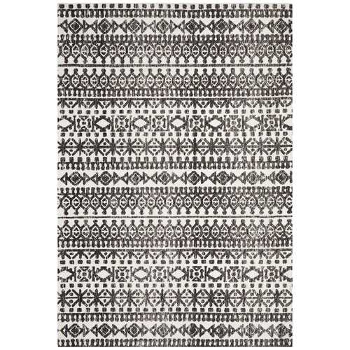 Ivory & Charcoal Distressed Exotic Rug