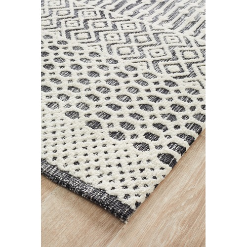 Network Rugs Ivory & Charcoal Distressed Rug | Temple & Webster