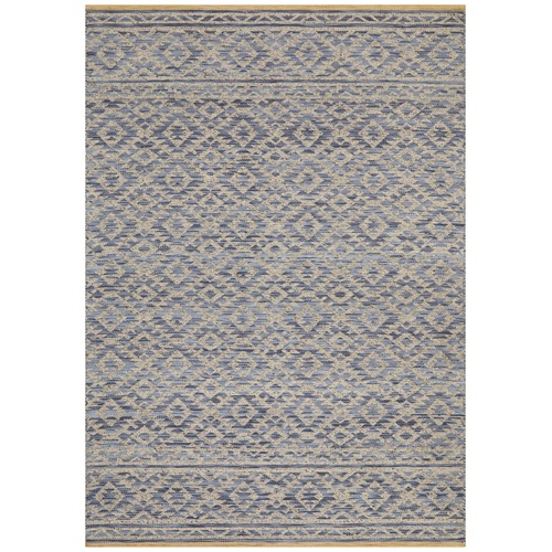 Navy Blue & Linen Hand Woven Modern Tribal Rug