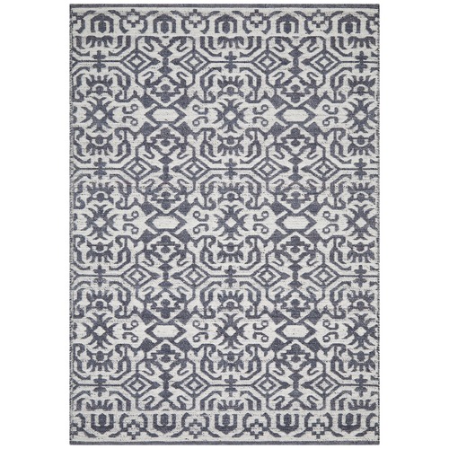 Silver & Navy Hand Woven Modern Tribal Rug