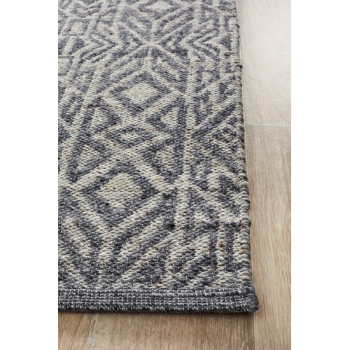 Graphite & Silver Hand Woven Modern Tribal Rug