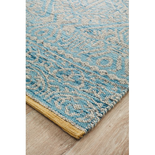 Sky Blue Hand Woven Modern Tribal Rug