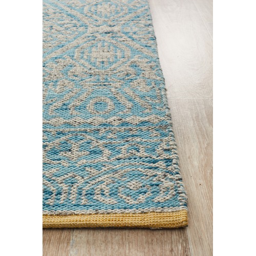 Sky Blue Hand Woven Modern Tribal Rug