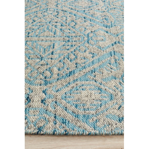 Sky Blue Hand Woven Modern Tribal Rug
