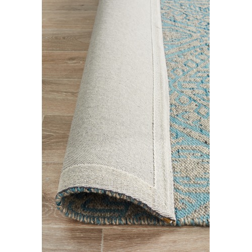 Sky Blue Hand Woven Modern Tribal Rug