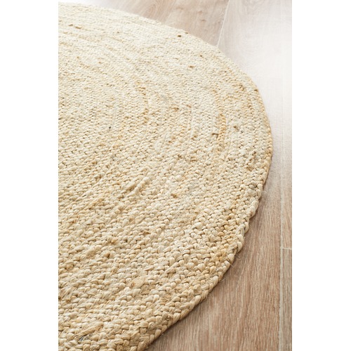 Round Jute Natural Rug Bleached