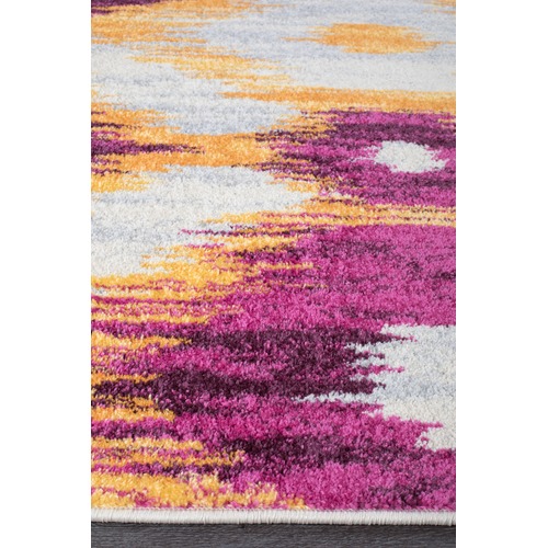 Lal Aubergine & Yellow Power Loomed Modern Rug