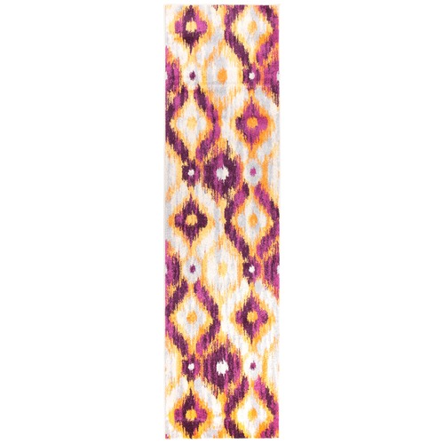 Lal Aubergine & Yellow Power Loomed Modern Rug