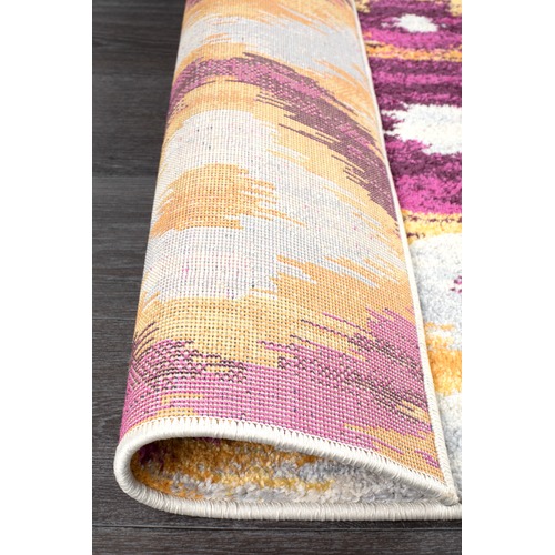 Lal Aubergine & Yellow Power Loomed Modern Rug