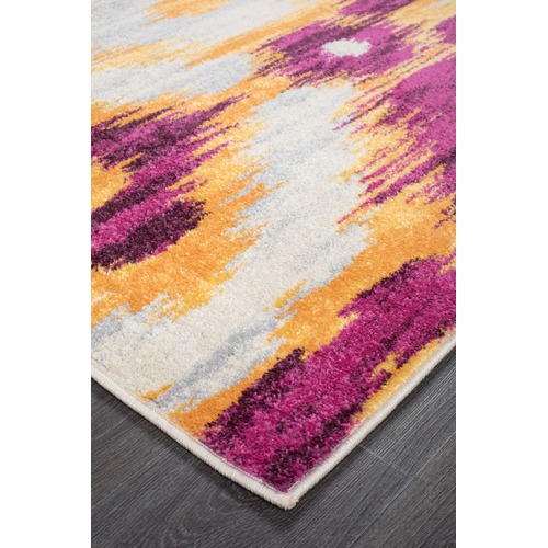 Lal Aubergine & Yellow Power Loomed Modern Rug