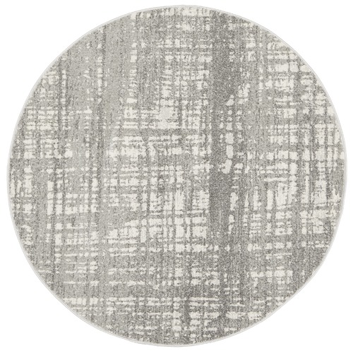 Parishan Silver & Grey Power Loomed Modern Round Rug